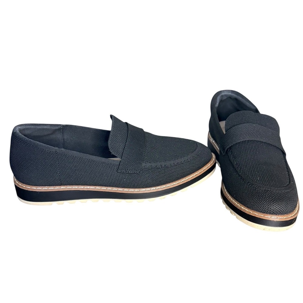 Taryn Rose Black Knit Platform Loafers Comfort Slip On Women's Size 9